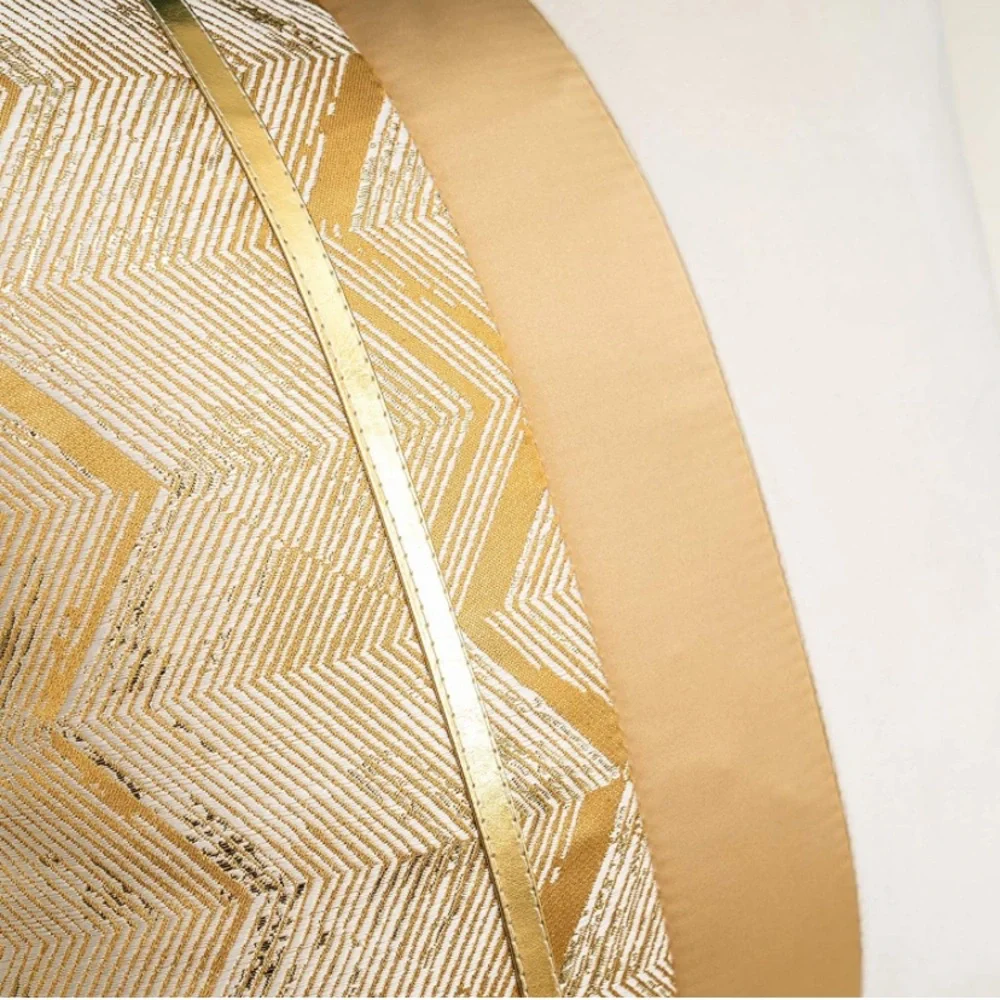 Luxury Home | Elegant Gold & Ivory Geo Design Color Blocked Lumbar Pillow Cover